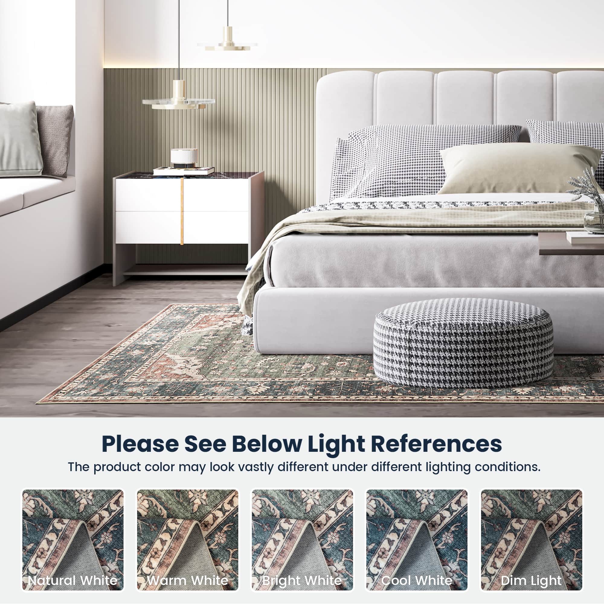 Glitzhome® 5ft. x 8ft. Green & Tan Oriental Area Rug